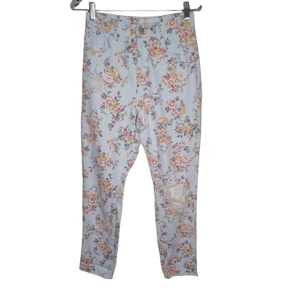 Cotton On Denim - Cotton On high-waisted pastel floral ripped jeans